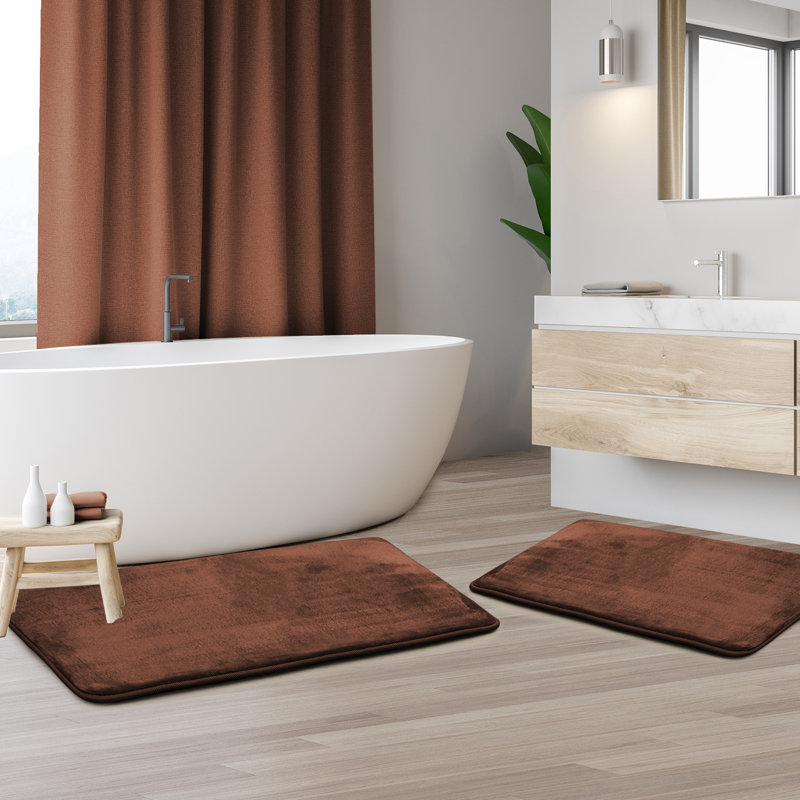 Steph Luxury Ultra Soft and Absorbent Memory Foam Bath Rug Set with Non-Slip Backing, Small: 17"W x 24"L / Large: 20"W x 34"L
