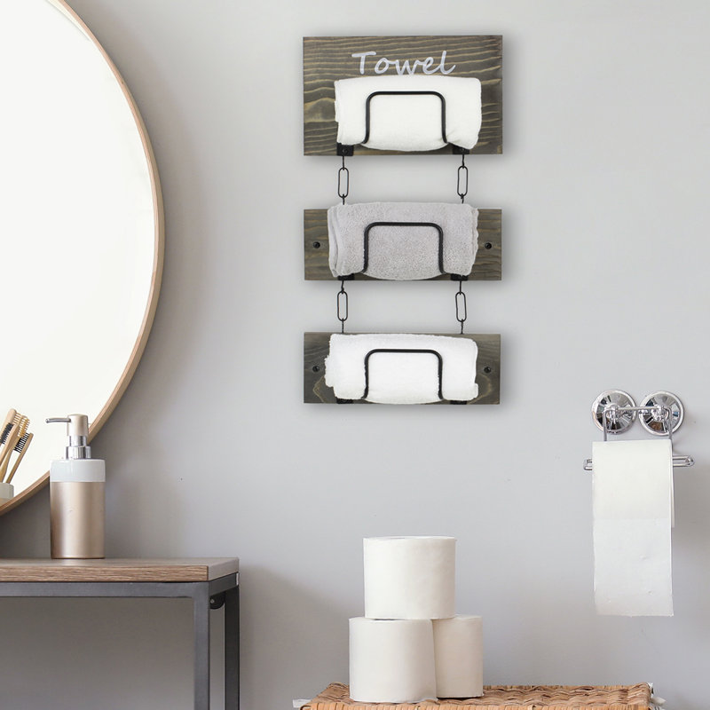 Wood 3 Wall Towel Rack