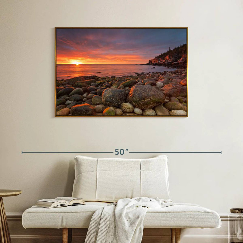 Lever de soleil au parc national d'Acadia, Cadre flottant doré, 40 po x 27 po