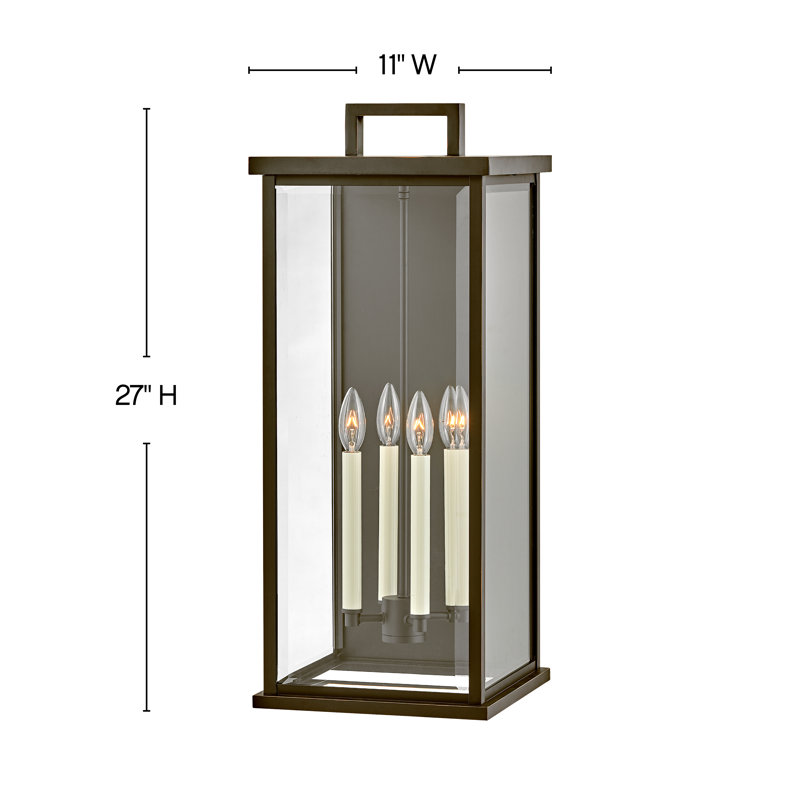 Weymouth 27" Four-Light Outdoor Wall Mount Lantern, Oil Rubbed Bronze