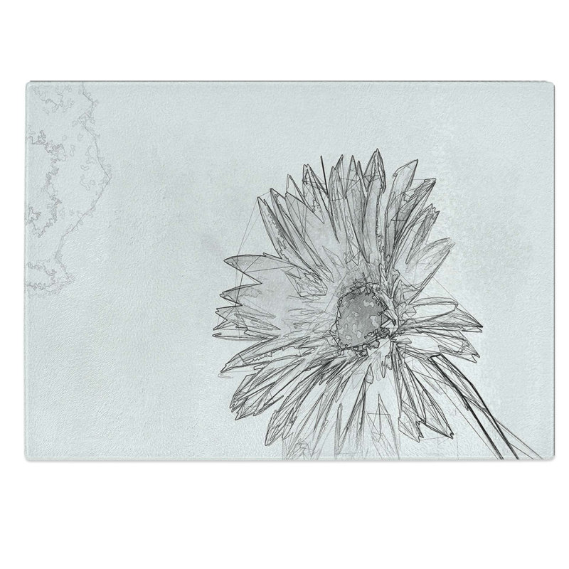 Glass Flower Sketch in Abstract Chopping Board, 28.5 cm W x 20 cm L