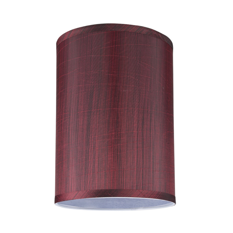 Dark Red Synthetic Fabric Drum Lamp Shade, 8" x 11"