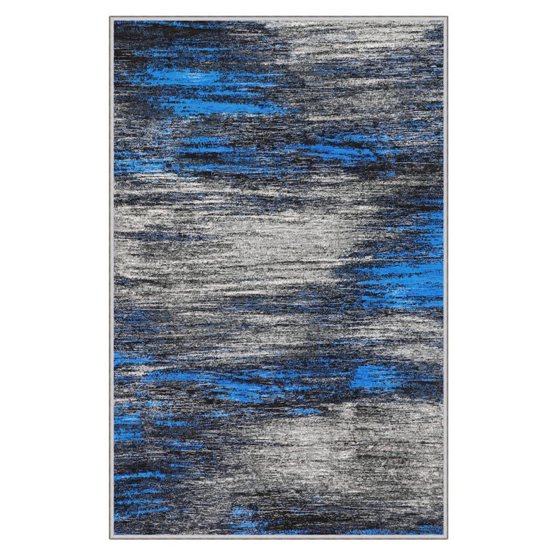 Tapis tissé élégant (4 x 6 pieds), 100% polyester, d'une hauteur de poils de 0,3 po | Pois antibactérien antidérapant en PVC | Lavable à la machine, impression numérique en 3D | Parfait pour le salon, la chambre à coucher et le bureau