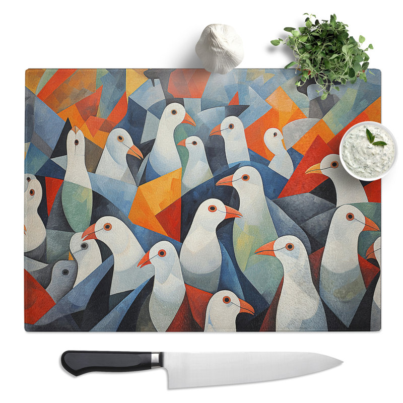 Seagull Orphism  Glass Chopping Board