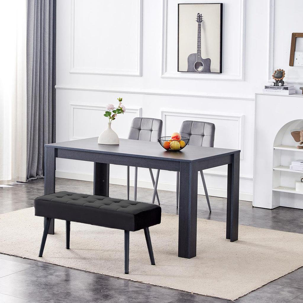 Wooden Dining Set with 2 Velvet Chairs and Bench