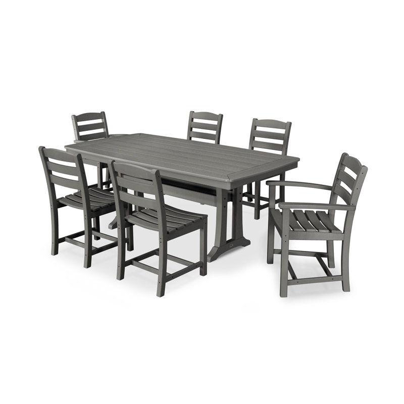 La Casa Café 7-Piece Dining Set with Trestle Legs, Slate Gray