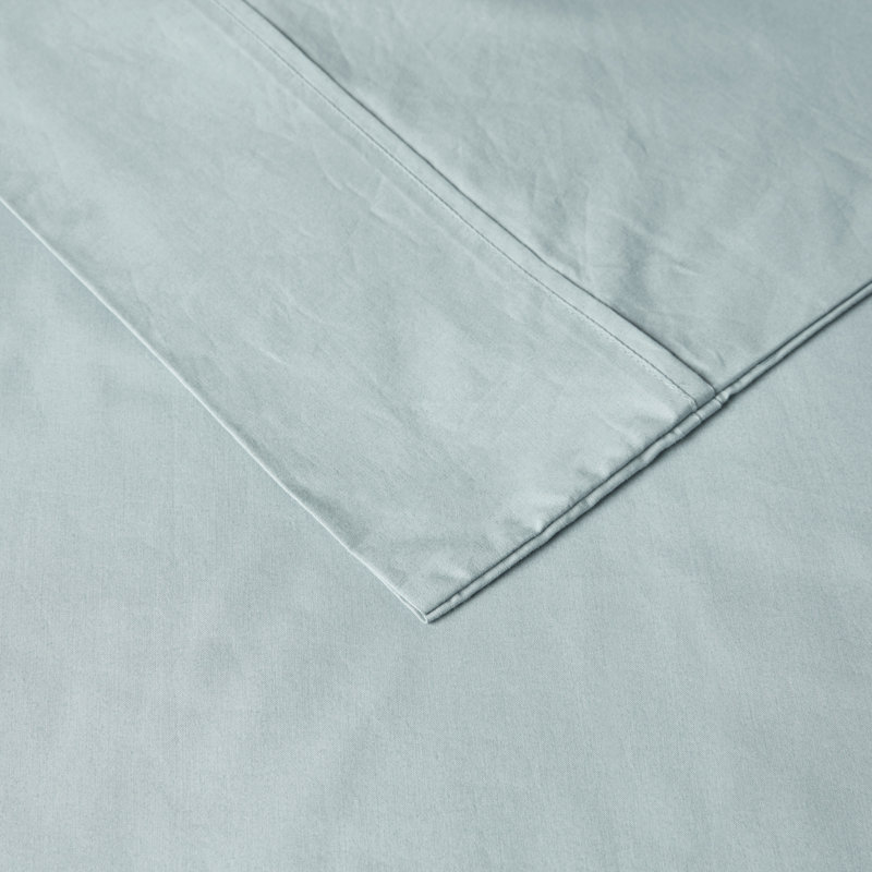 Peached Percale 200 Thread Count Relaxed Cotton Percale Sheet Set, Aqua, Queen