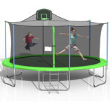 16ft Trampoline For Kids, Outdoor Trampoline With Safety Enclosure Net Basketball Hoop And Ladder, Trampoline For Adults