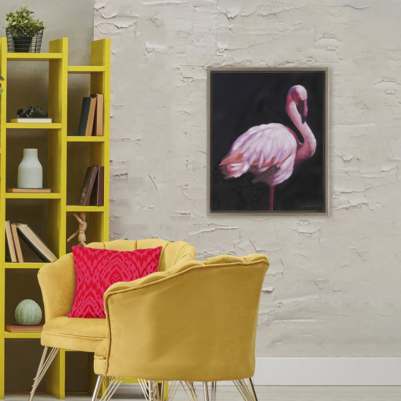 Cadre flottant élégant et exotique Flamingo, design par James Corwin, H 31 po x l 25 po, Cadre flottant orme Montalcino