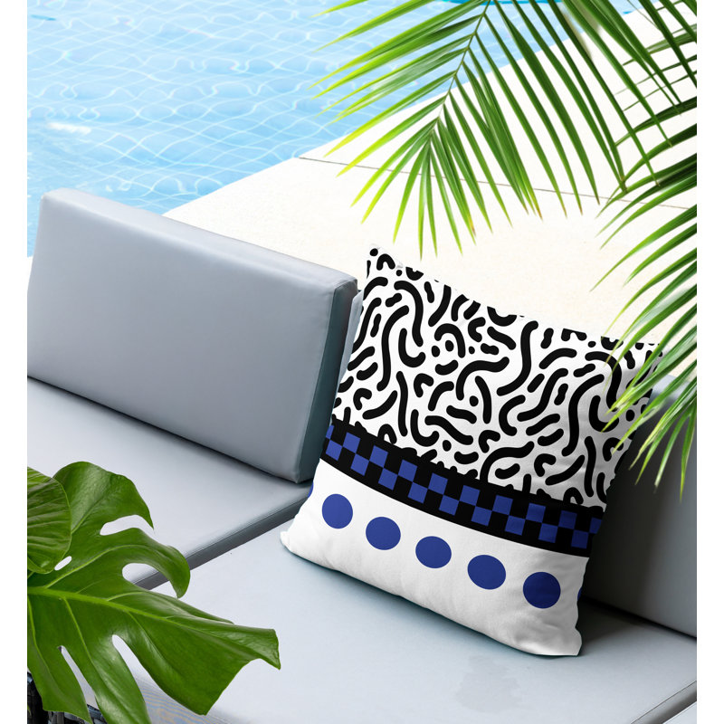 Oreiller carré réversible intérieur / extérieur Kixie, Carré 16 po, Bleu marine