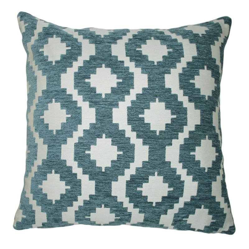 Theodosia Geometric Square Cushion, 43 x 43cm, Dark Wedgewood Blue