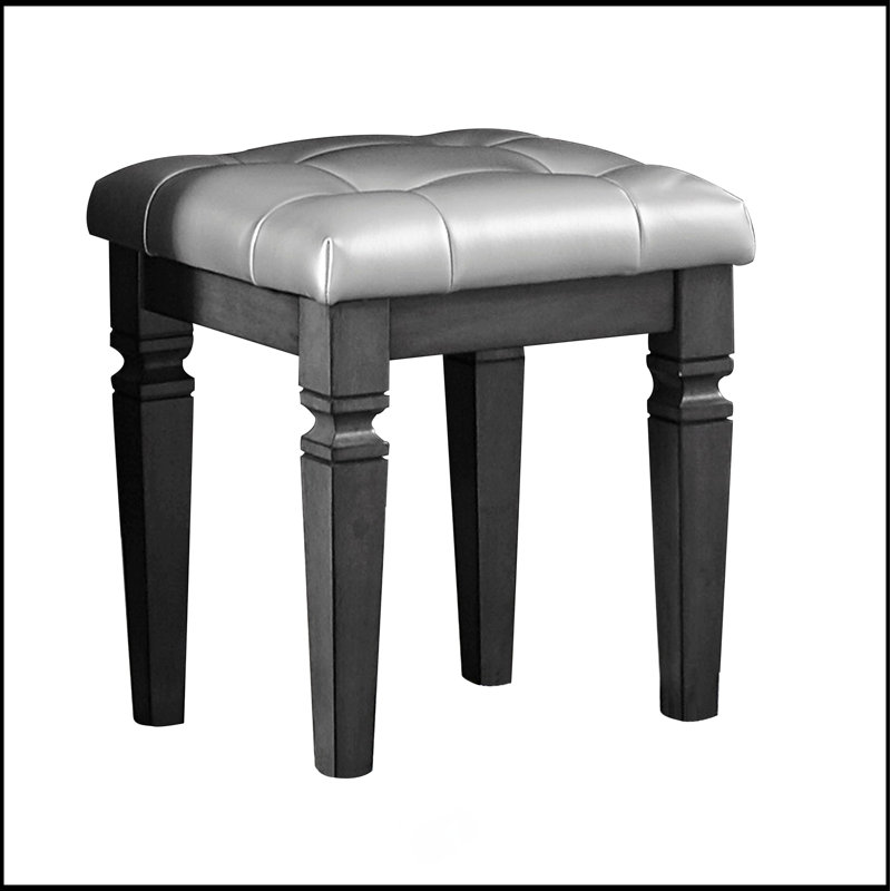 Tabouret de coiffeuse 1 pièce Modern Glam, Gris, Argent