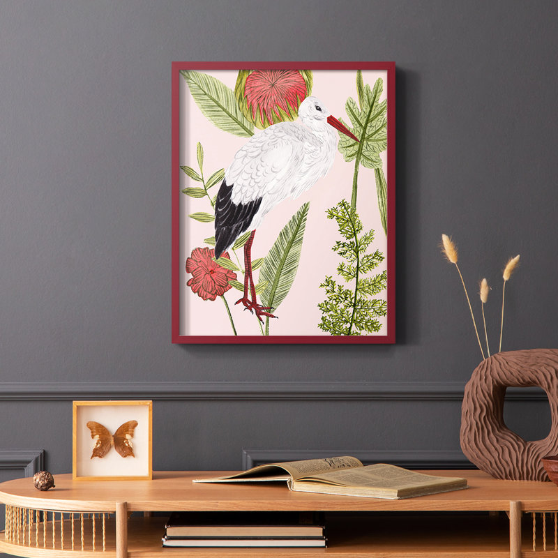 Birds in Motion IV, reproduction encadrée - bois massif, Rouge, H 10 po x l 8 po