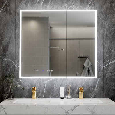 Rangement de salle de bain moderne en aluminium à éclairage intelligent