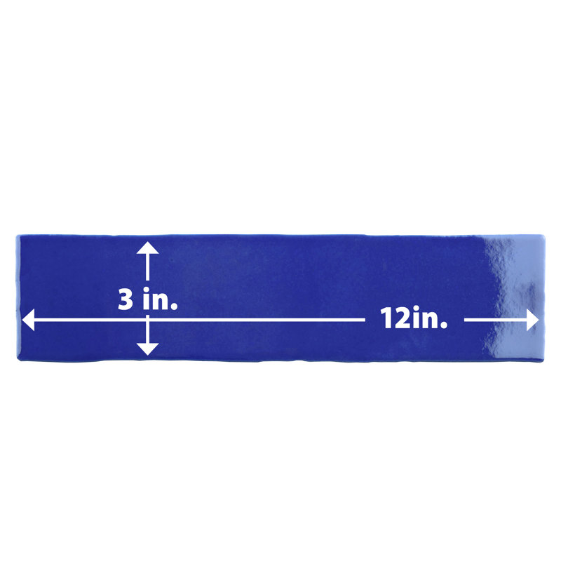 Viva Antic 3" x 12" Ceramic Subway Wall Tile, Blue