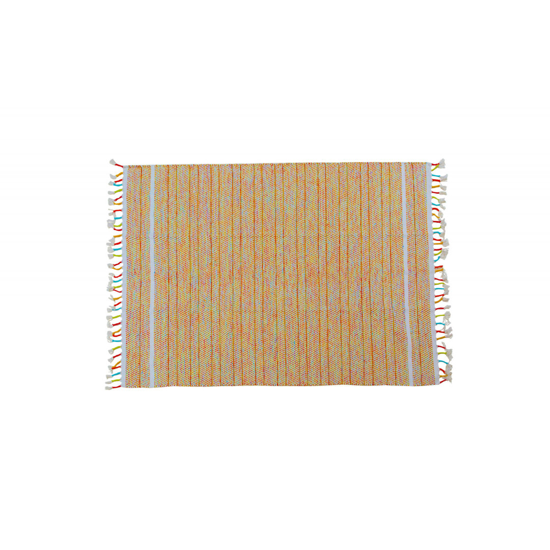 Kelim-Innen/Außen-Teppich Thornell aus Baumwolle in Beige/Orange/Weiß/Blau