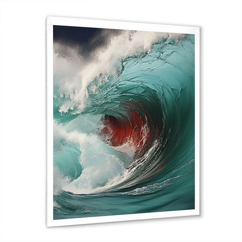 «Red Green Wave», impression sur toile, Cadre photo blanc, H 40 po x l 30 po x P 1,5 po