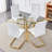 Heimoana 36“ Round Tempered Glass top Dining Table with Metal Legs-1166451384-1160530696