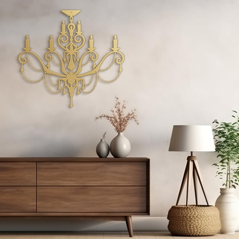 Décoration murale en métal, H 36 po x l 36 po x P 0,05 po, Or