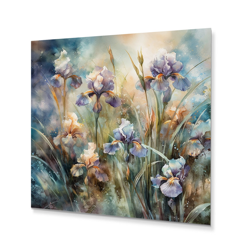 Décoration murale en métal iris mauve et sauvage Wild Iri S I, H 16 po x l 16 po x P 1 po