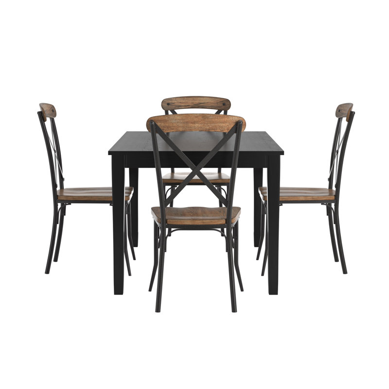 Ensemble repas noir Jeannette avec chaises en X