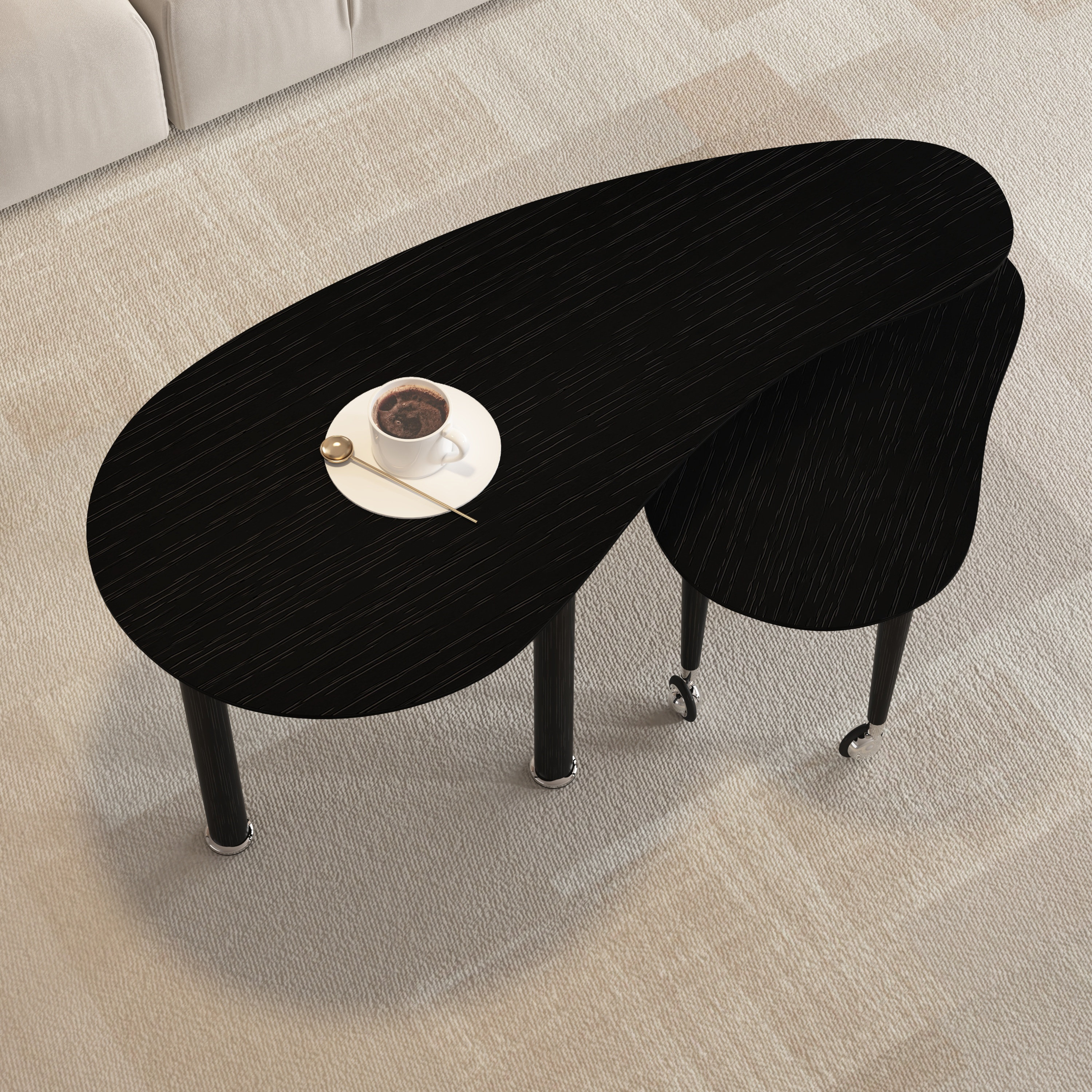 Corrigan Studio® Modern Rotatable Nesting Coffee Table With Oak Veneer ...