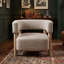 Fauteuil d'appoint rembourré en tissu bouclé avec coussin, structure en bois d'hévéa, fauteuil lounge confortable pour salon
