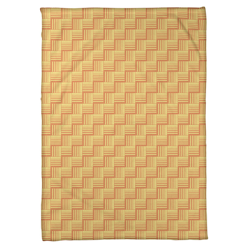 Couverture polaire à rayures classic basketweave, l 60 po x L 80 po, Orange / Jaune