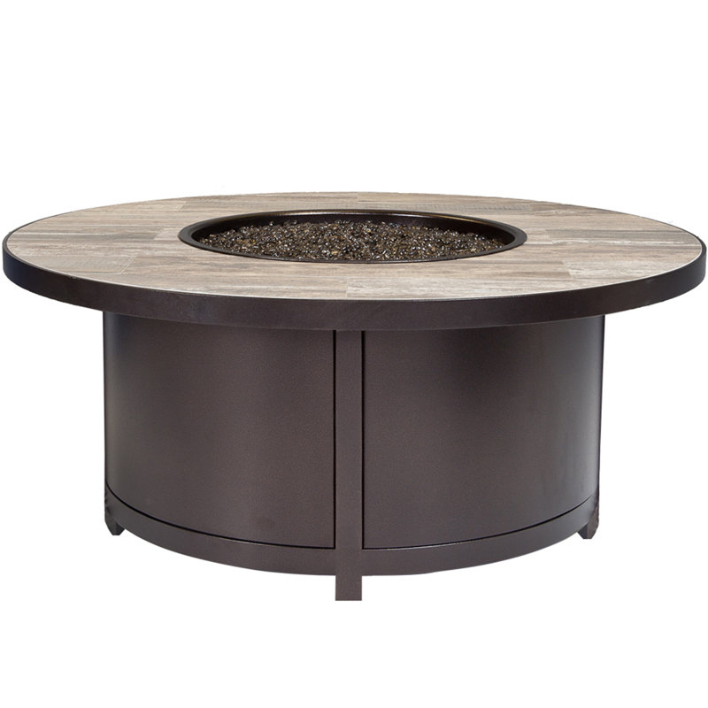 Capri Iron Outdoor Fire Pit Table, 19" H x 54" W x 54" D, Summit Gray, Carbon Black
