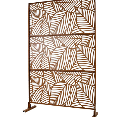 Écran d'intimité en métal l 76 po H48 po - Clôture de terrasse pour terrasse extérieure / intérieure Fade Ps111 brun autoportant pour la rouille
