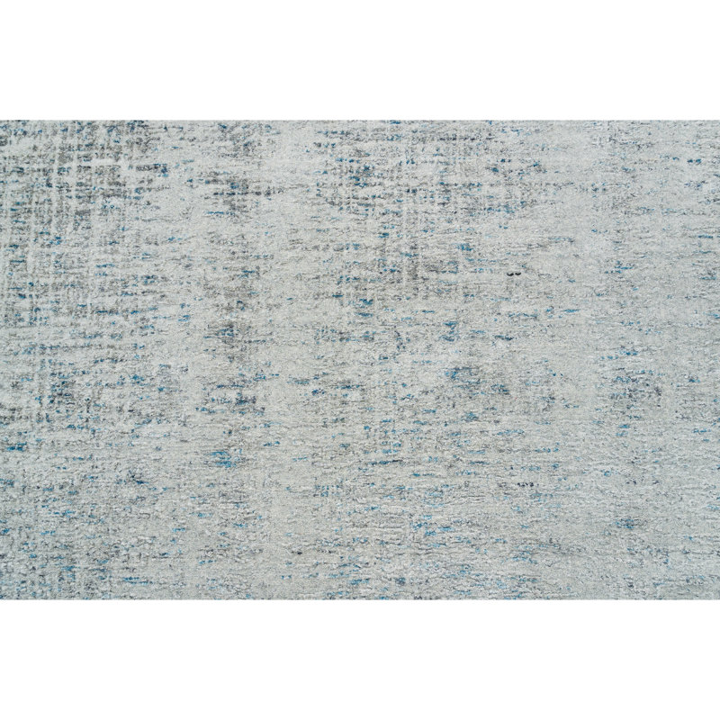 Abstract Area Rug in Blue, Rectangle 10' x 14'