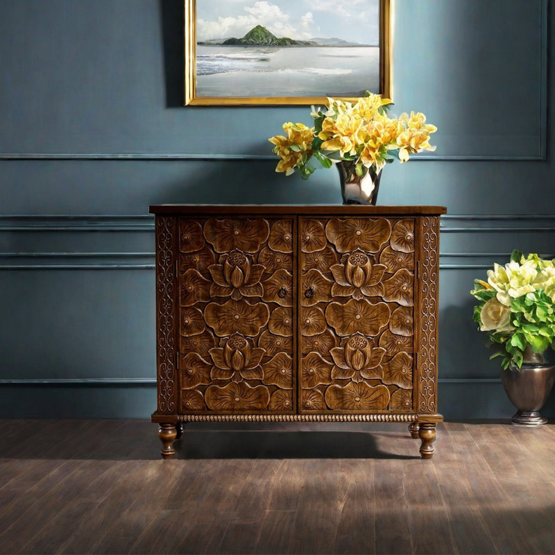 Armoire d'appoint élégante en bois massif., Brun