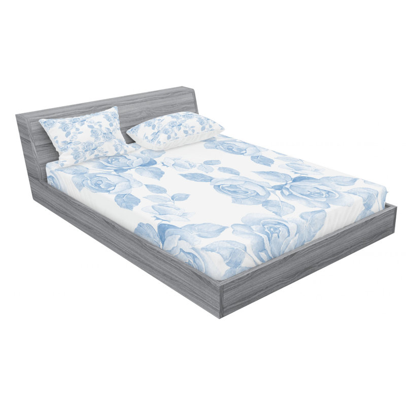 Microfiber Floral Sheet Set, Full Sheet Set with Fitted Sheet