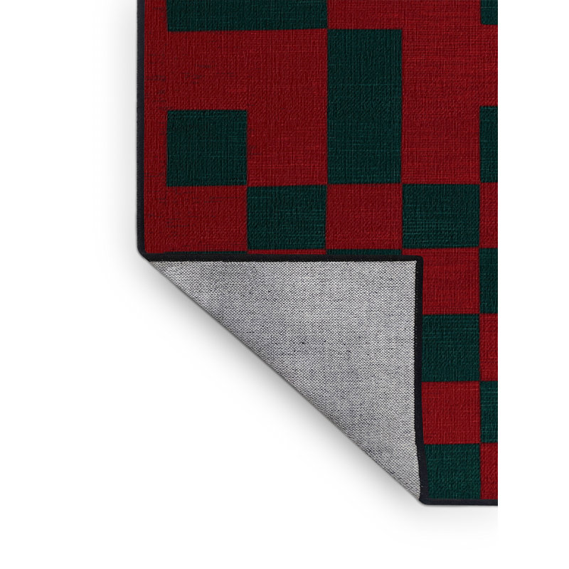 Machine Washable Checkered Green Area Rug, Round 7'