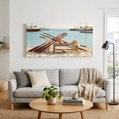 Ensemble de 1 tableau sur toile « Pique-nique à la plage »