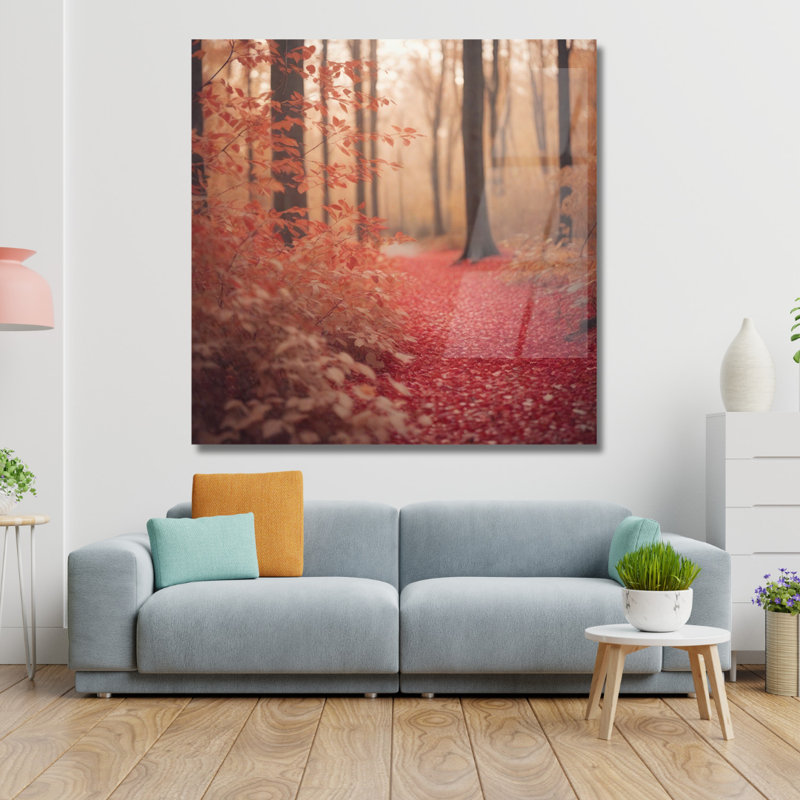 Forêt d'automne, art mural en verre trempé, H 20 po x l 20 po