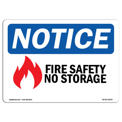 Fire Safety No Storage Aluminum Sign 18 x 24