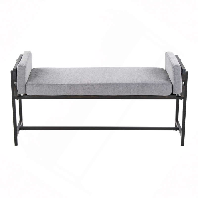 Banc 18 po avec métal, bois et tissu, Noir, Noir