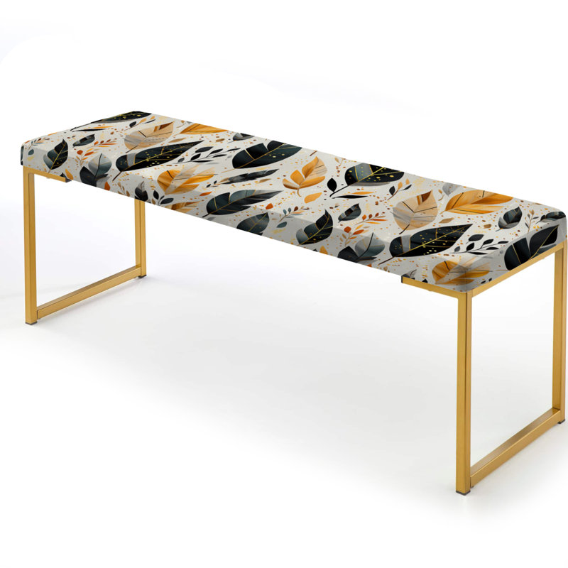 Tribal Fusion Marble Motif V - Banc rembourré en marbre doré