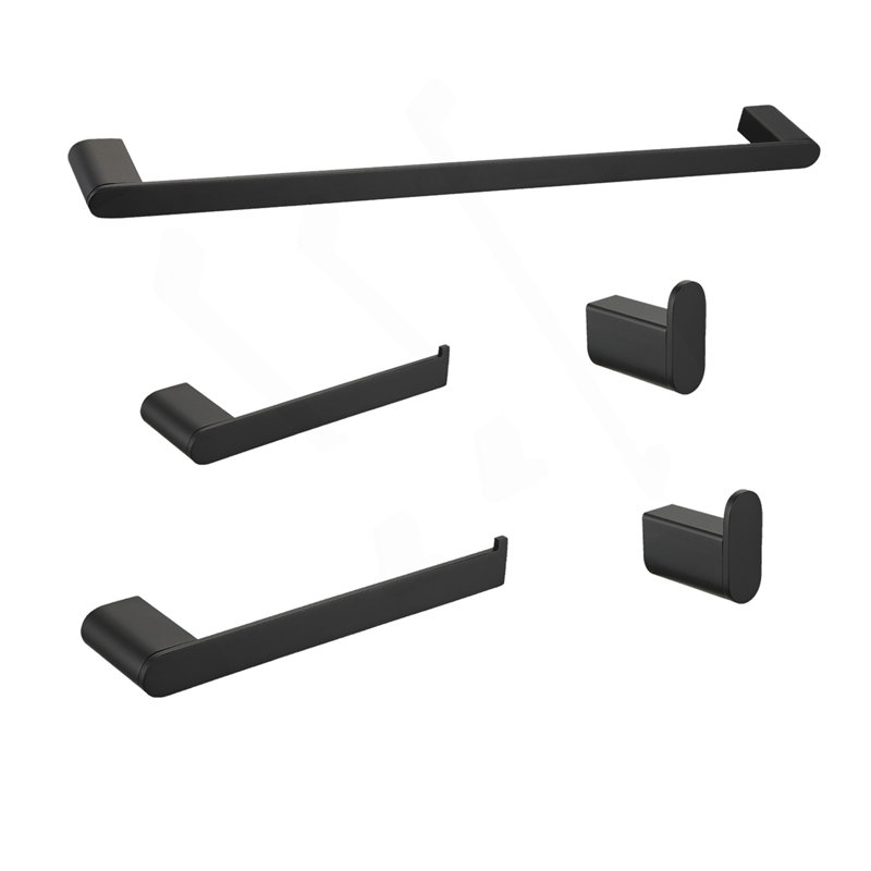 Ensemble de quincaillerie de salle de bain 5 pièces, Noir mat