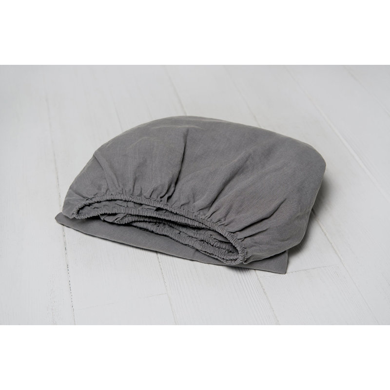 Vidal 100% Linen Fitted Sheet, Grey