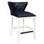 Similicuir bleu foncé, bois blanc, tabouret de comptoir, siège à ressorts à arc, garniture cloutée à la main en laiton antique, dimensions de l'assise, dossier profilé, bois massif, dossier