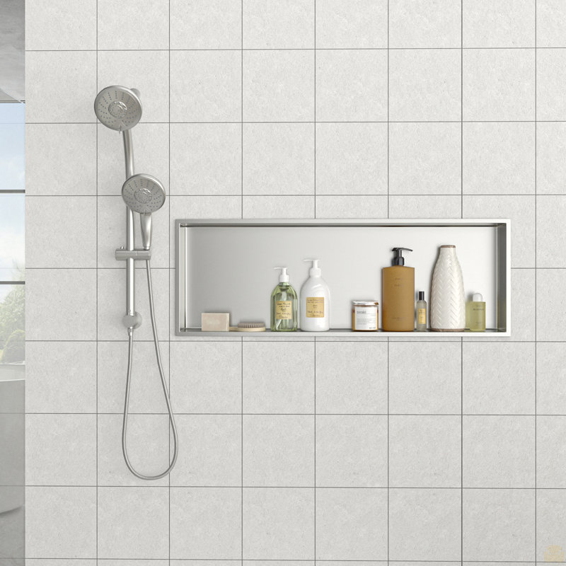 37" x 13" Stainless Steel Shower Niche, Brushed Nickel, 3.94'' H x 37'' W x 13'' D, Brushed Nickel
