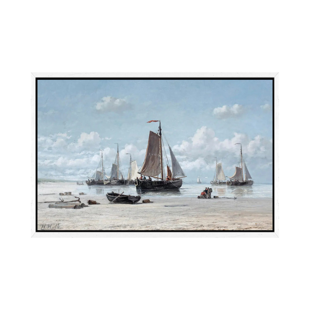 Fischerboote am Strand, Zandvoort von Hendrik Hulk - Galerie-verpackte Leinwand Giclée