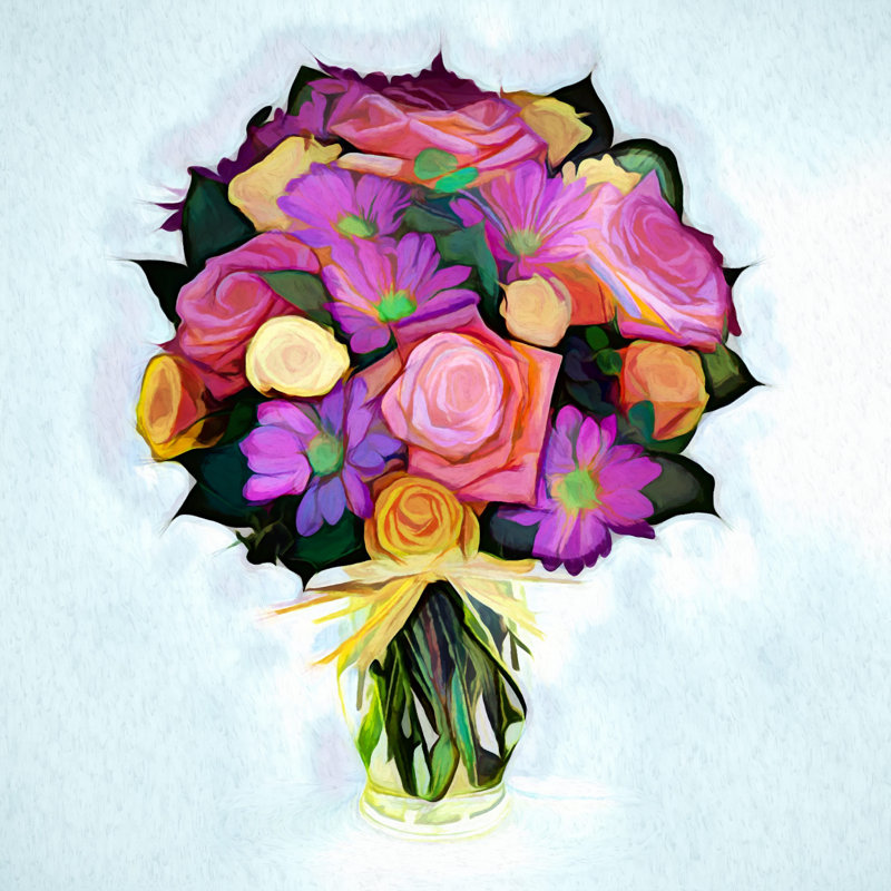 " Abstract Sunflower Bouquet 279 ", 48" H x 48" W x 1.5" D