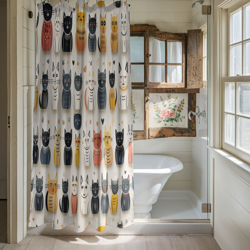 Haunted Kitties - Rideau de douche Premium, H 74 po x l 71 po