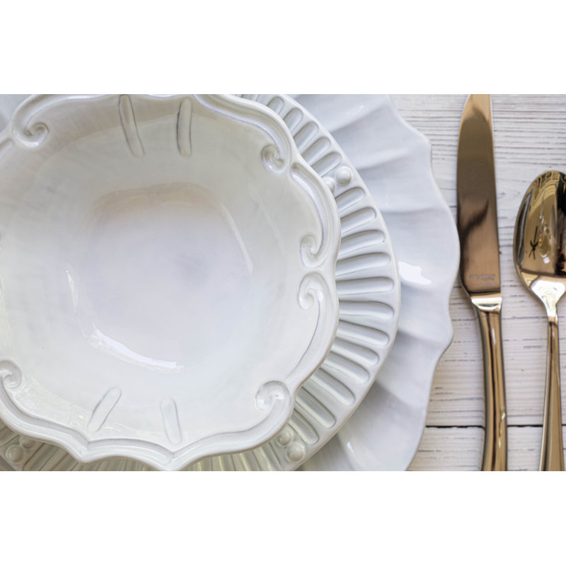 Incanto Stone Handmade Stoneware Dinnerware Set, White
