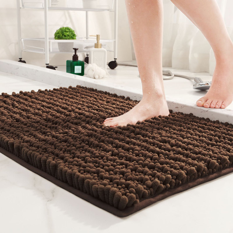Tapis pour salle de bain Egista, L 43 po x l 24 po, Brun
