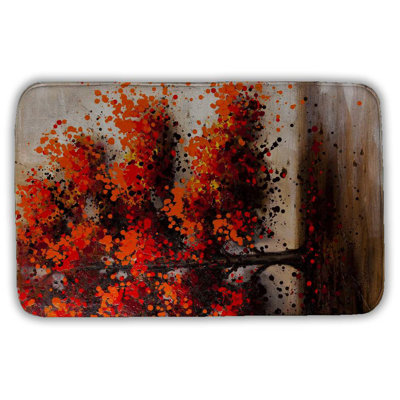 Tree with dotted leaves Bath Mat with Non-Slip Backing - Quick Dry Memory Foam Bathroom Rug - Absorbent - Modern Plush Spa-Style - Machine Washable