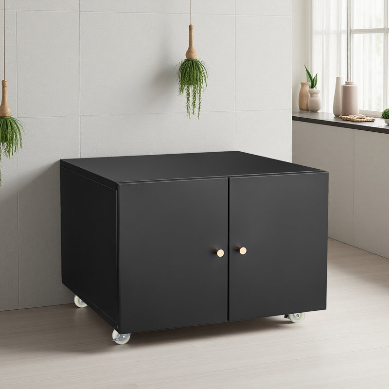 Armoire à imprimante en métal à double porte avec roulettes verrouillables à 360 °, tablettes réglables, armoire de rangement étanche pour bureau / maison / garage